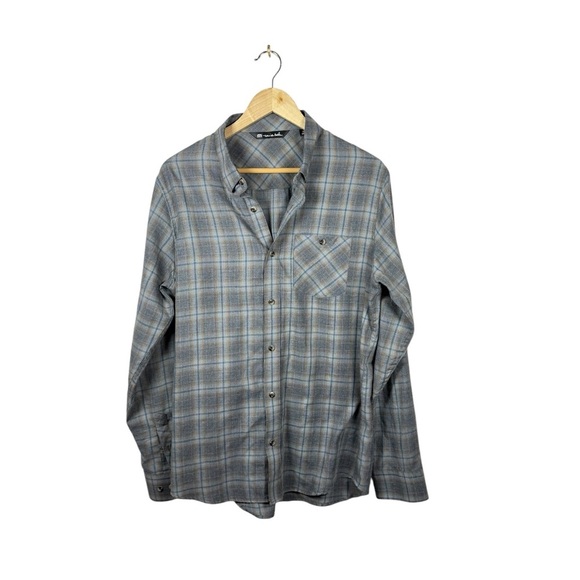 Travis Mathew Men’s Cloud Flannel Plaid Button Down in Grey/Blue/Brown Size M - Picture 3 of 9